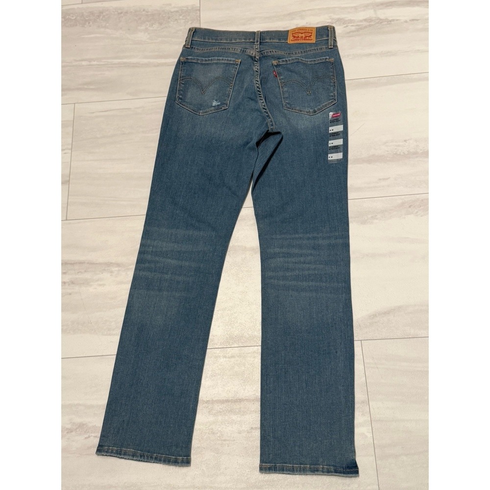 NWT Levi's Classic Straight Jeans Stellar Stretch New Ripped Distressed Size 4M - Picture 4 of 13